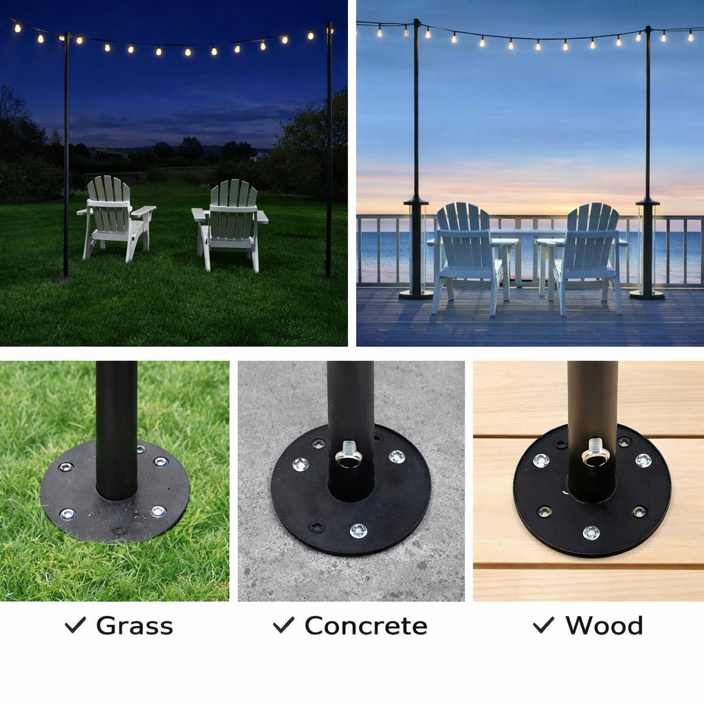 Excello Global Products Four 10 Ft String Light Poles
