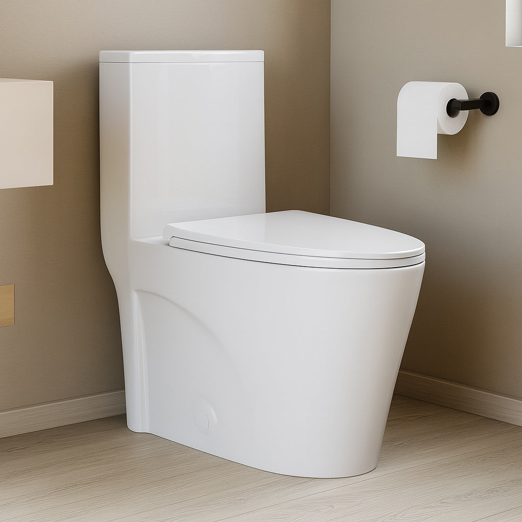 Swiss Madison St. Tropez 1-Piece 1.1/1.6 GPF Dual Flush Elongated Toilet in Glossy White