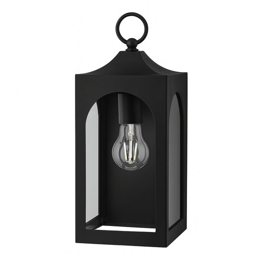 Hampton Bay Tremont 10.3 in. 1-Light Black Outdoor Wall Light Fixture with Clear Glass