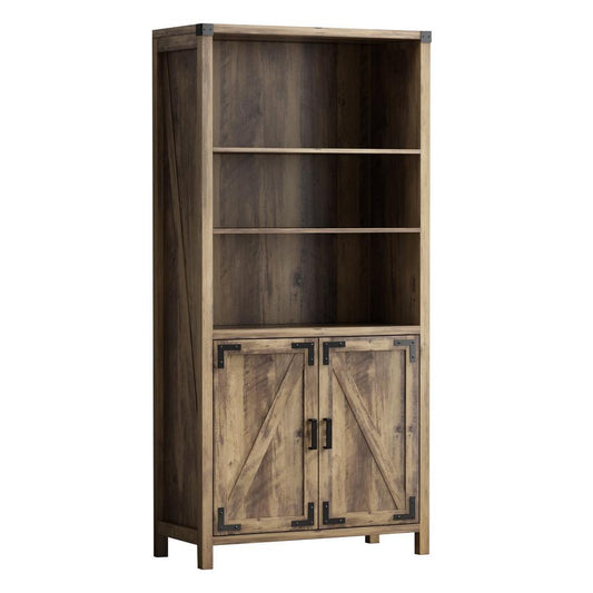 FUFU GAGA 72 4 in H Light Brown 3 Shelf Standard Bookcases With 2 Doors KF250001 01/319235642 768494632526 FUFU&GAGA