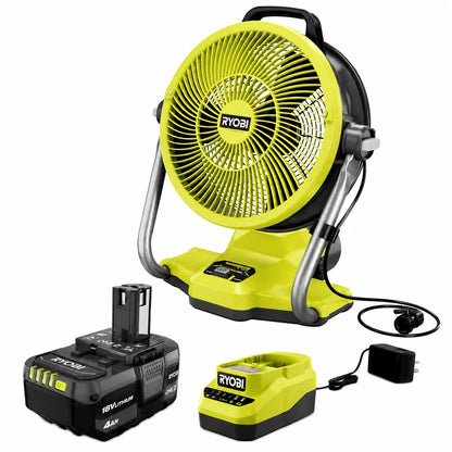 RYOBI ONE 18V Cordless Hybrid WHISPER SERIES 12 in Misting Air Cannon Fan Tool Only PCL850B
