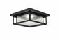 Home Decorators Collection Mauvo Canyon 12 in Black Dusk to Dawn Integrated LED Outdoor Ceiling Light Flush Mount Fixture with Seeded Glass