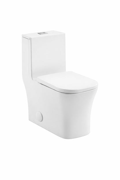 Swiss Madison Concorde 10 in Rough In 1 piece 1 1 1 6 GPF Dual Flush Square Toilet in Glossy White Seat Included