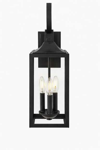 Home Decorators Collection Havenridge 23 2 in 3 Light Espresso Bronze Hardwired Outdoor Wall Light Lantern Sconce with Clear Glass 1 Pack