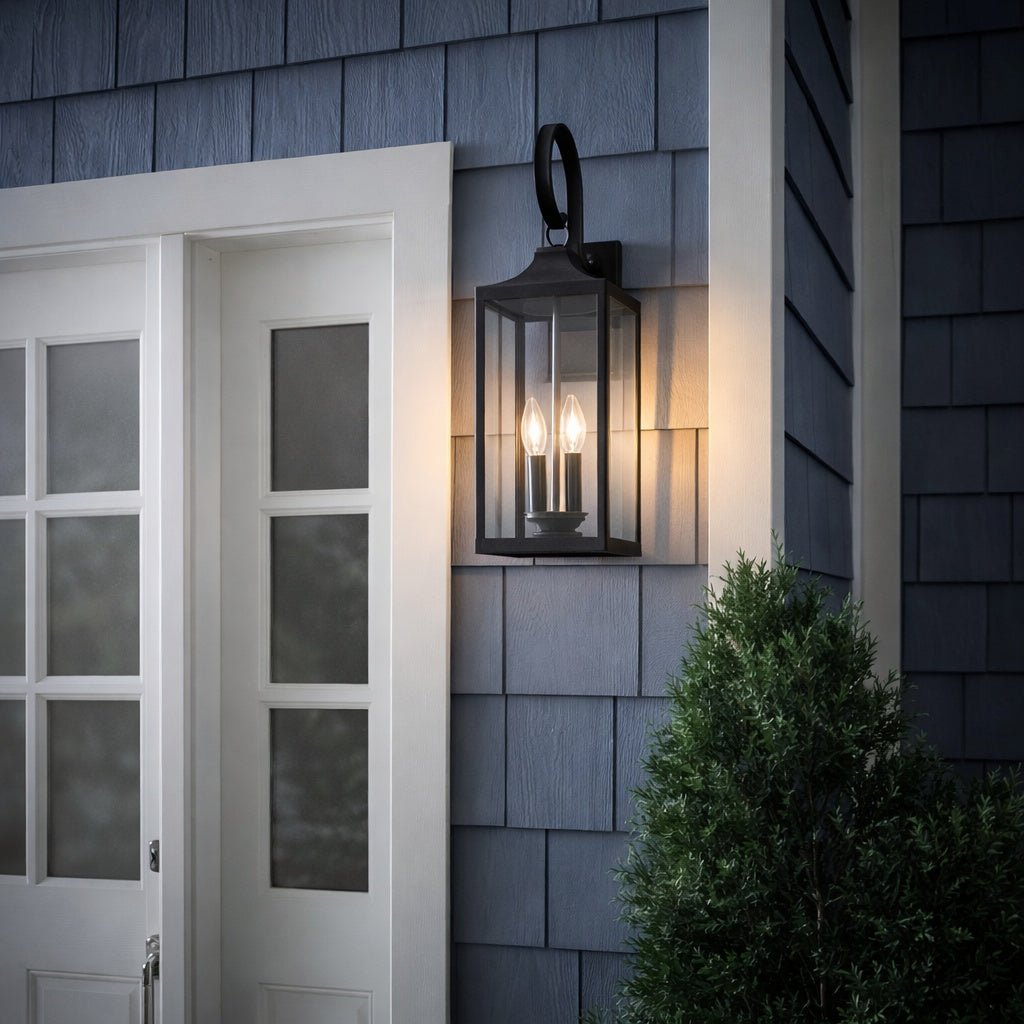 Home Decorators Collection Havenridge 23 2 in 3 Light Espresso Bronze Hardwired Outdoor Wall Light Lantern Sconce with Clear Glass 1 Pack