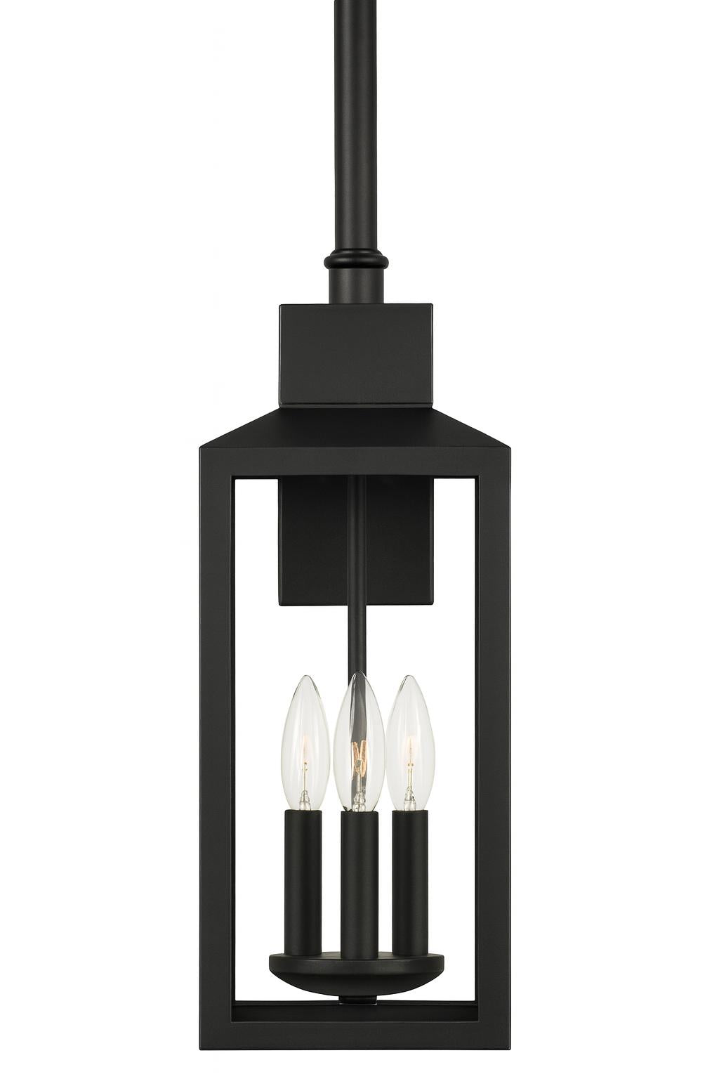 Home Decorators Collection Havenridge 23 2 in 3 Light Matte Black Hardwired Outdoor Wall Light Lantern Sconce with Clear Seeded Glass 1 Pack