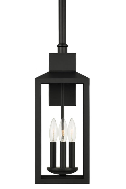Home Decorators Collection Havenridge 23 2 in 3 Light Matte Black Hardwired Outdoor Wall Light Lantern Sconce with Clear Seeded Glass 1 Pack