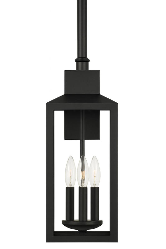 Home Decorators Collection Havenridge 23 2 in 3 Light Matte Black Hardwired Outdoor Wall Light Lantern Sconce with Clear Seeded Glass 1 Pack