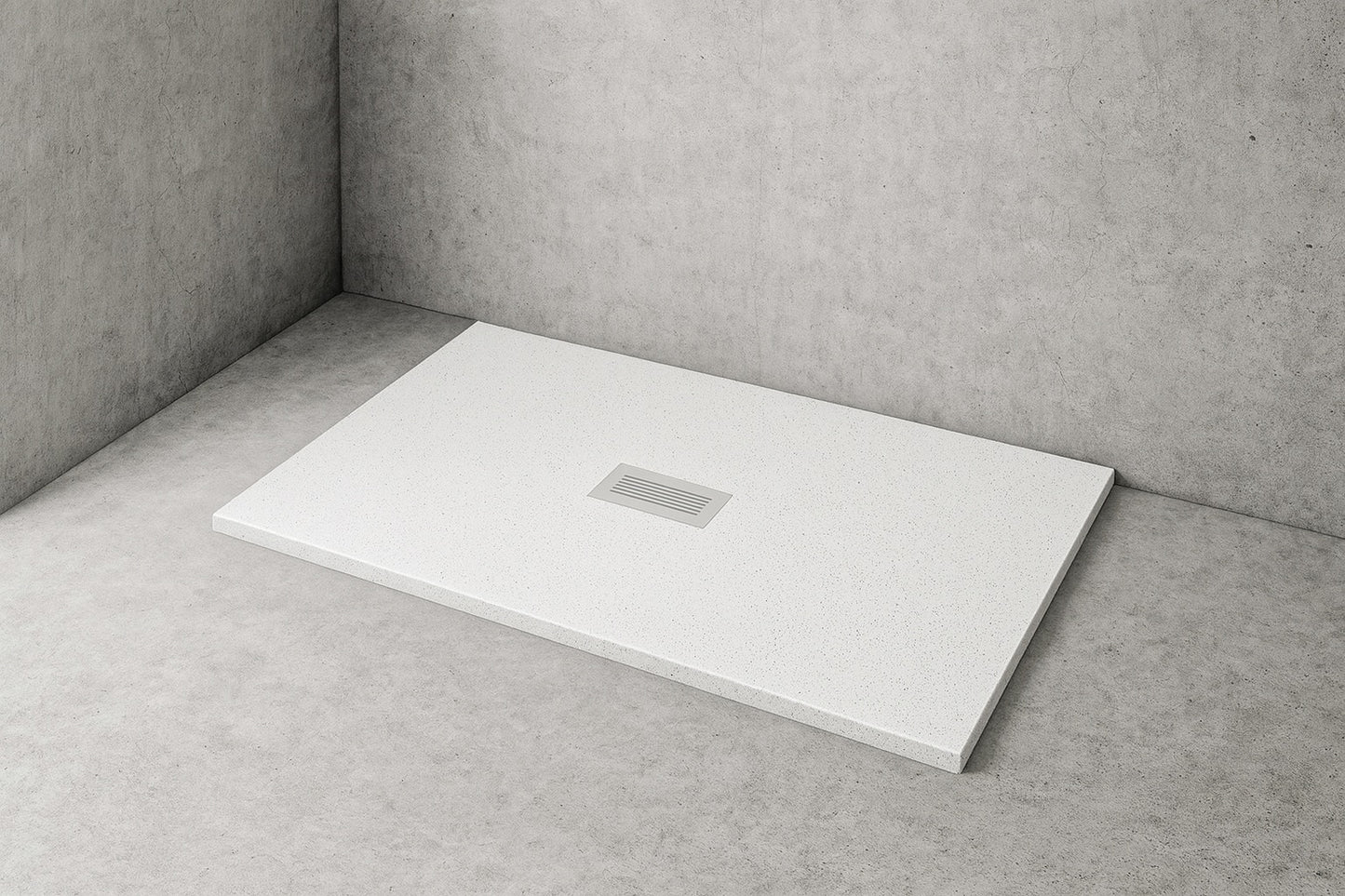 32 in. W x 60 in. L x 1.125 in. H Alcove Solid Composite Stone Shower Pan Base with Center Drain in White Sand