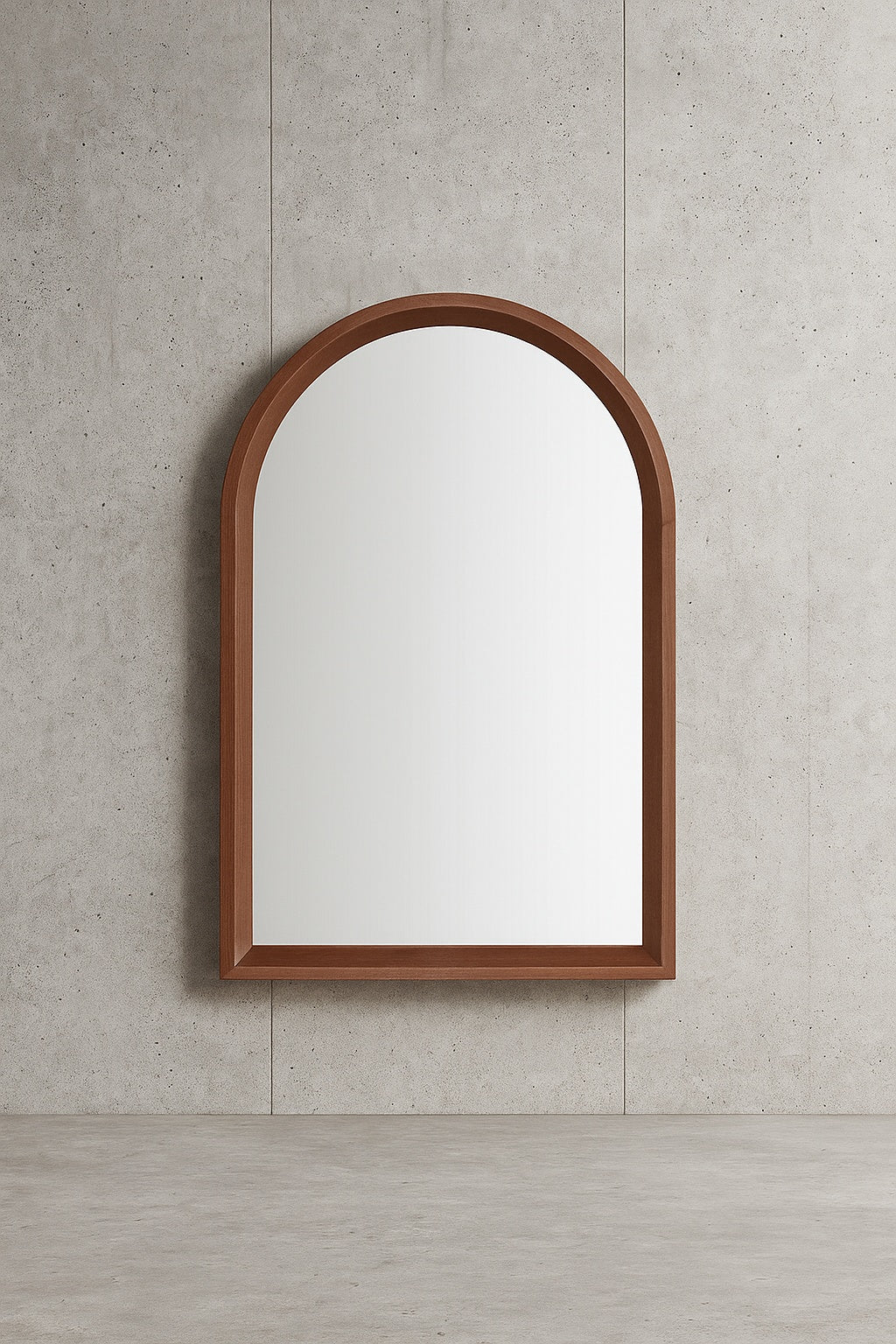 Medium Modern Arched Walnut Framed Mirror (20 in. W x 30 in H)