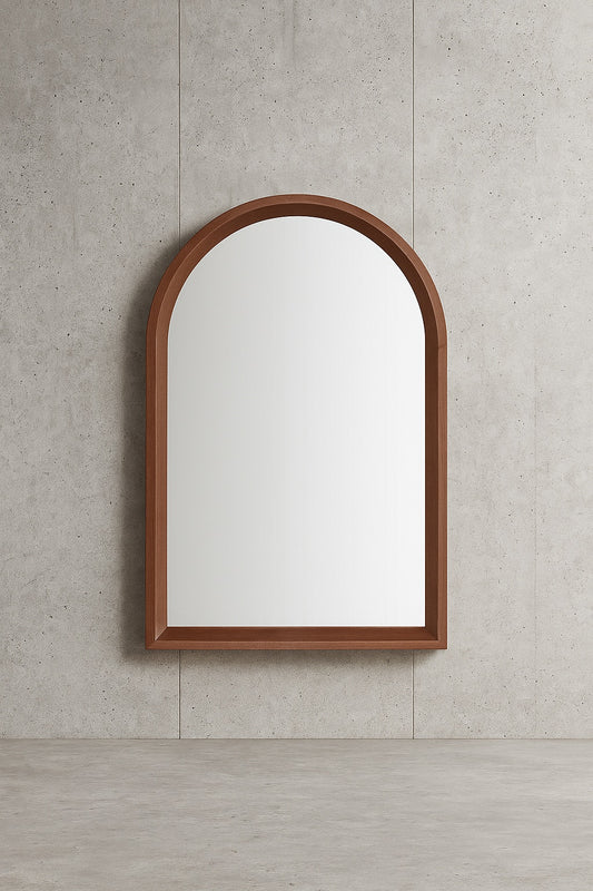 Medium Modern Arched Walnut Framed Mirror (20 in. W x 30 in H)