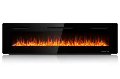 60 in. Wall-Mount 9-Color Flames Electric Fireplace with Remote Control in Black