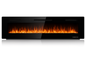 60 in. Wall-Mount 9-Color Flames Electric Fireplace with Remote Control in Black