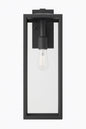 Hampton Bay Hurley 19.25 in. 1-Light Modern Black Hardwired Outdoor Wall Light Lantern Porch Sconce with Clear Glass Shade