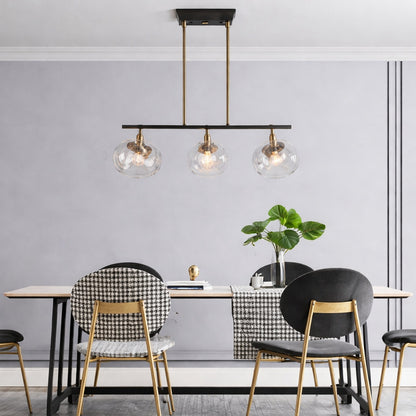 Uolfin Farmhouse Black Kitchen Chandelier 28 5 in 6 Light Mid Century Modern Plated Gold Dining Room Island Globe Chandelier