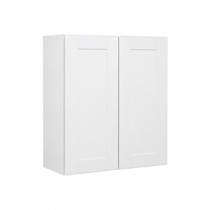 Hampton Bay Shaker 27 in W x 12 in D x 30 in H Assembled Wall Kitchen Cabinet in Satin White
