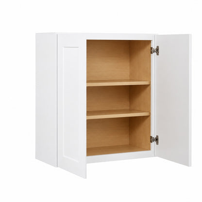 Hampton Bay Shaker 27 in W x 12 in D x 30 in H Assembled Wall Kitchen Cabinet in Satin White
