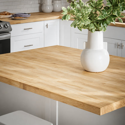 Hampton Bay 8 ft L x 25 in D Unfinished Hevea Solid Wood Butcher Block Countertop With Standard Edge
