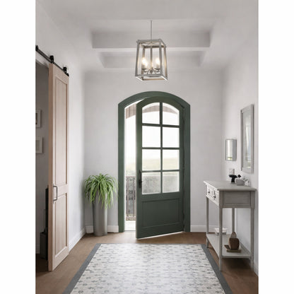Progress Lighting Briarwood 21 in 4 Light Galvanized Farmhouse Foyer Chandelier with Painted Bleached Oak Frame