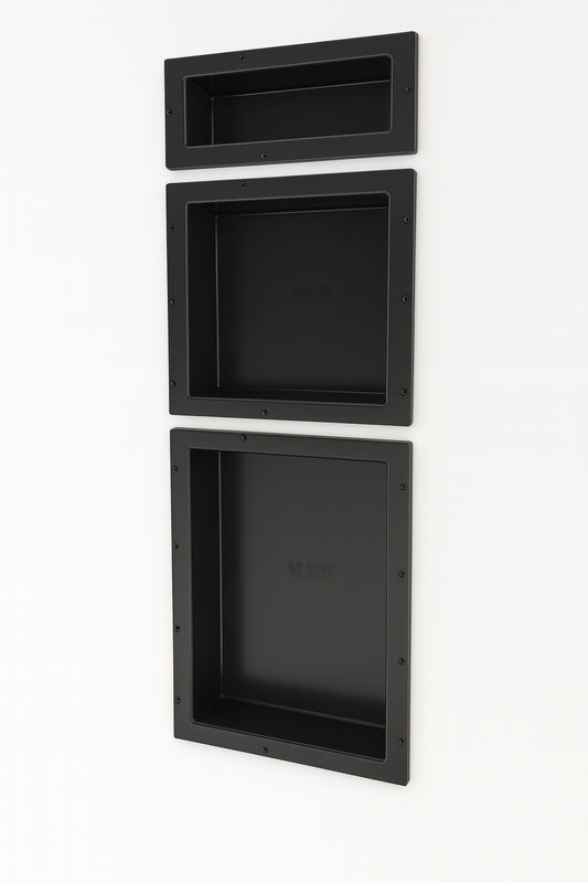 Redi Niche 16 in x 40 in Triple Shower Niche Set in Black RNT1614S 6 20