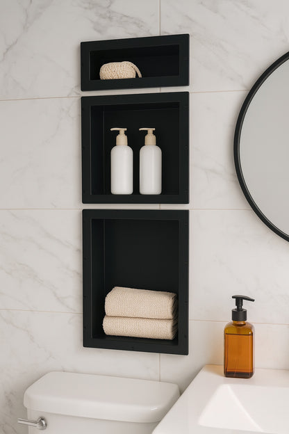 Redi Niche 16 in x 40 in Triple Shower Niche Set in Black RNT1614S 6 20