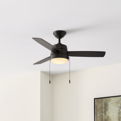 Hampton Bay Caprice 44 in Integrated LED Indoor Matte Black Ceiling Fan with Light Kit