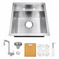 Glacier Bay Zero Radius 17 in Undermount 18G Stainless Steel Single Bowl Workstation Bar Sink with Stainless Steel Fauce