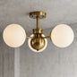 Y Olivier 23.5 in. 3 Light Brass Gold Bohemian Farmhouse Iron/Frosted Glass LED Semi Flush Mount, White JYL7600A