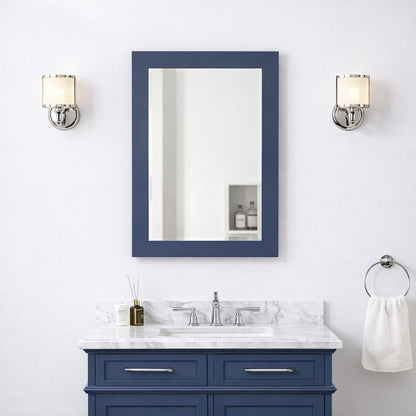 Home Decorators Collection Sonoma 22 in W x 30 in H Rectangular Framed Wall Mount Bathroom Vanity Mirror in Midnight Blue Sonoma