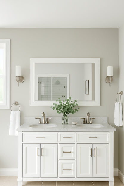 Home Decorators Collection Caville 60 in. W x 32 in. H Rectangular Framed Wall Mount Bathroom Vanity Mirror in White