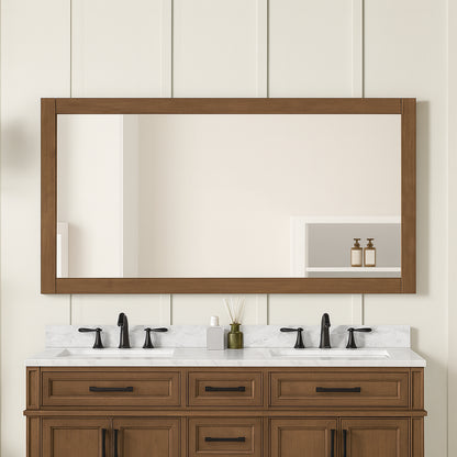 Home Decorators Collection Kordite 60 in. W x 32 in. H Rectangular Framed Wall Mount Bathroom Vanity Mirror in Almond Latte