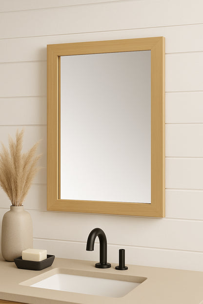 Huckleberry 24 in. W x 32 in. H Rectangular Framed Wall Mount Bathroom Vanity Mirror in Weathered Tan