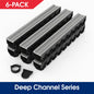 RELN Storm Drain Deep Series 5 in. W x 5.25 in. D x 39.4 in. L Channel Drain Kit with Gray Grate (6-Pack)