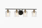 Zevni 20 5 in Modern 4 Light Black Bathroom Vanity Lights Brass Gold Bath Lighting Seeded Glass Shade Wall Sconce