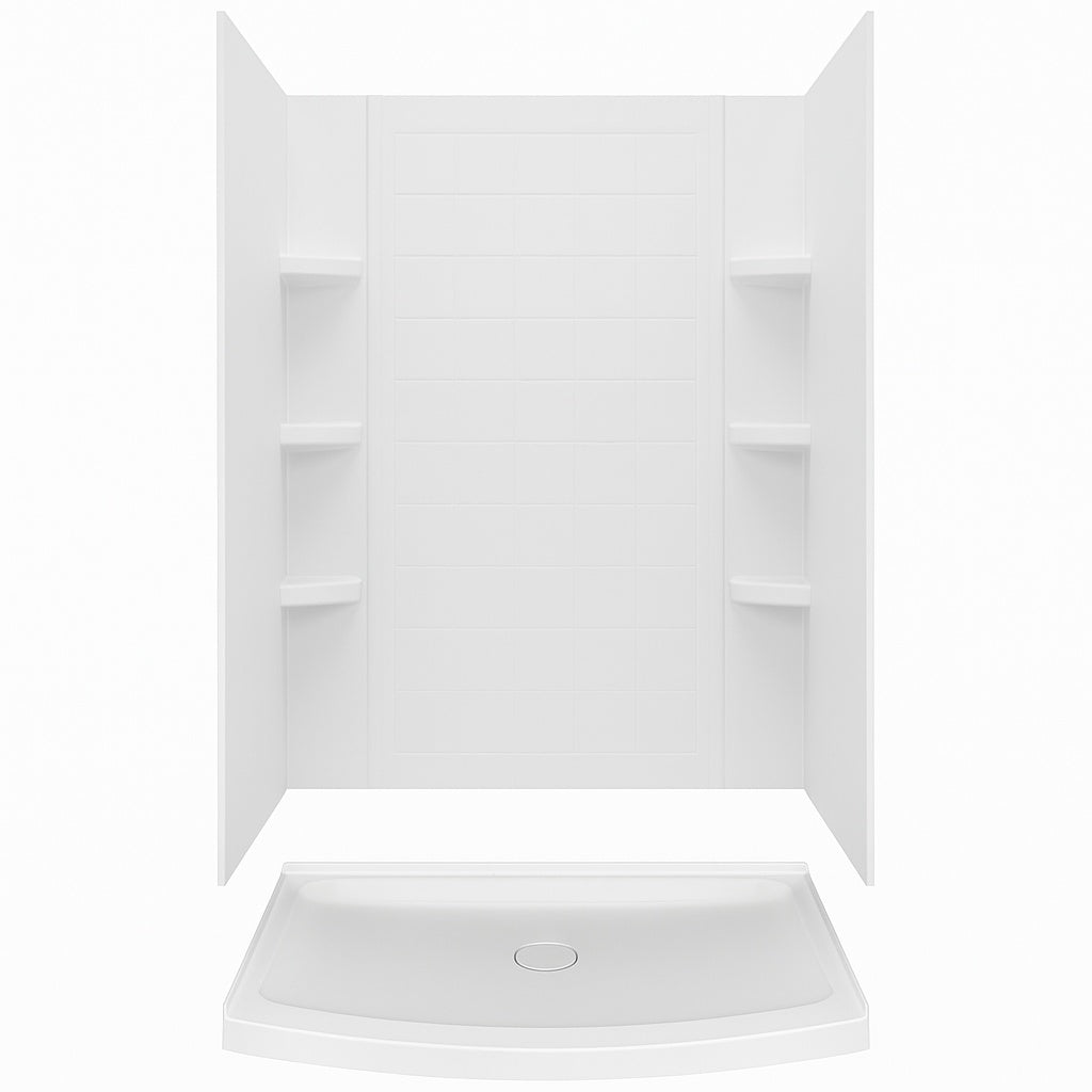 American Standard American Standard Ovation Curve 48 in L x 30 in W x 72 in H Alcove Shower Kit with Shower Wall and Shower Pan in Artic White