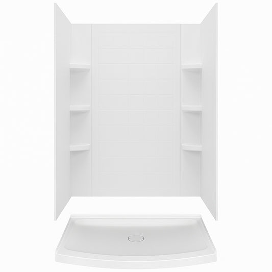 American Standard American Standard Ovation Curve 48 in L x 30 in W x 72 in H Alcove Shower Kit with Shower Wall and Shower Pan in Artic White