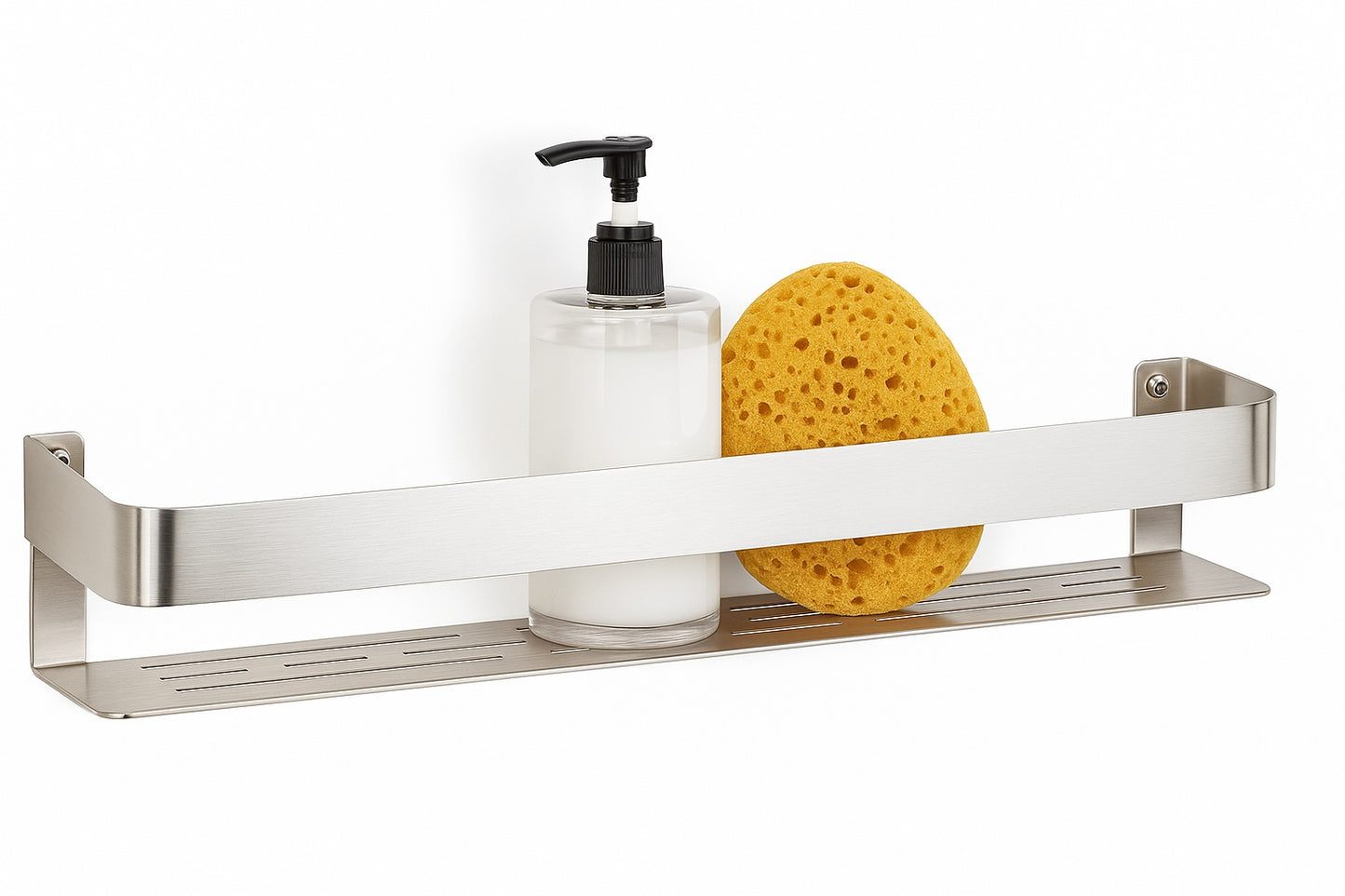 SEACHROME SEACHROME 18 in x 4 in Rectangular Shower Shelf with Rail in Satin
