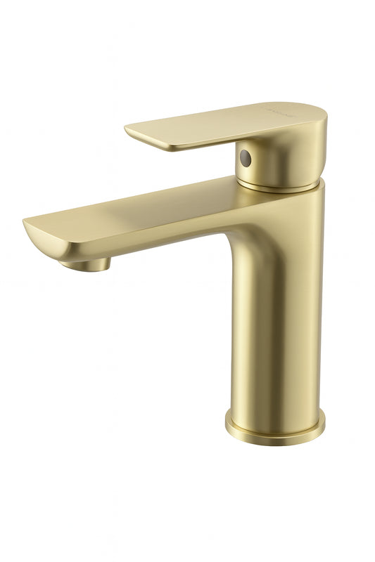 UKISHIRO Single Handle Single Hole Bathroom Faucet with Spot Resistant in Brushed Gold