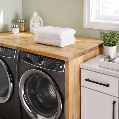 Hampton Bay 4 ft L x 25 in D Unfinished Hevea Solid Wood Butcher Block Countertop with Standard Edge