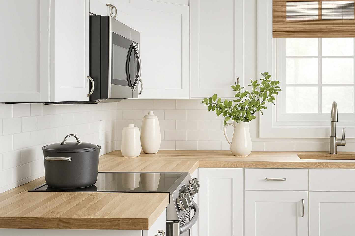 Hampton Bay 6 ft L x 25 in D Unfinished Hevea Solid Wood Butcher Block Countertop with Standard Edge