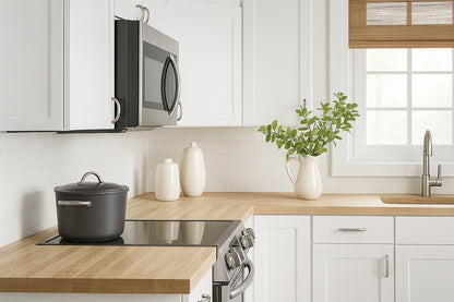 Hampton Bay 6 ft L x 25 in D Unfinished Hevea Solid Wood Butcher Block Countertop with Standard Edge