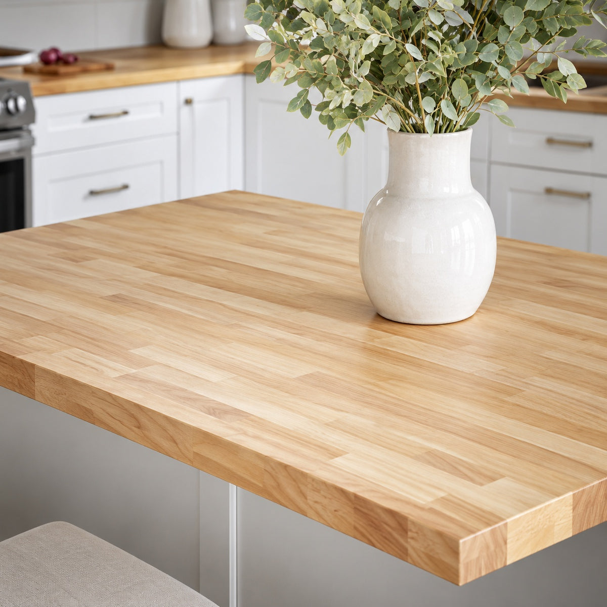 Hampton Bay 6 ft L x 39 in D Unfinished Hevea Butcher Block Countertop Island with Standard Edge THD HBU 0003
