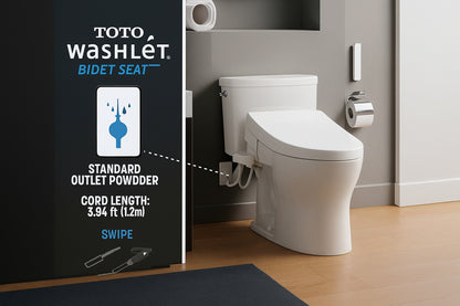 TOTO A2 Washlet Elongated Electronic Bidet Toilet Seat with Warm Water Cleansing Cotton White SW30040