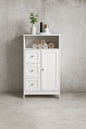Nestfair 23.62 in. W x 11.8 in. D x 39.57 in. H White Bathroom Standing storage Linen Cabinet with 3 Drawers and 1 Door