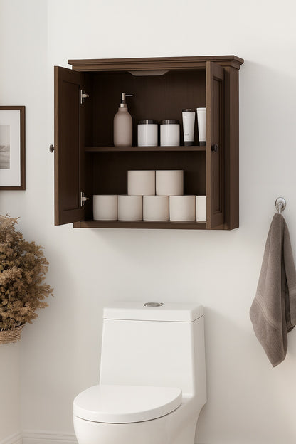 Home Decorators Collection Alster 25 in. W x 26 in. D x 8 in. H Bathroom Storage Wall Cabinet in Brown Oak