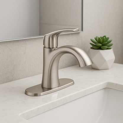 Arnette Single Handle Single Hole Bathroom Faucet in Brushed Nickel