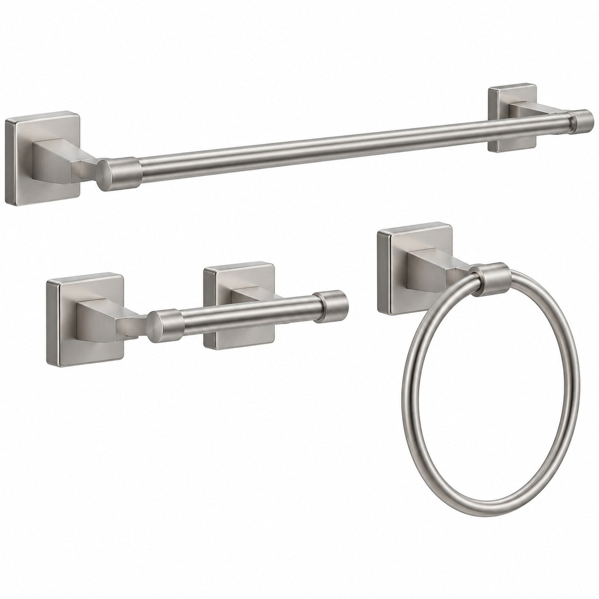 Delta Portwood 3 Piece Bath Hardware Set with 24 in Towel Bar Toilet Paper Holder Towel Ring in Brushed Nickel PWD63 BN R