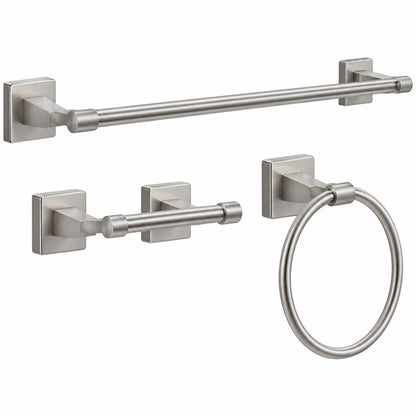 Delta Portwood 3 Piece Bath Hardware Set with 24 in Towel Bar Toilet Paper Holder Towel Ring in Brushed Nickel PWD63 BN R