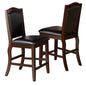 SIMPLE RELAX Dark Brown Solid Wood and Espresso Faux Leather High Chair Set of 2
