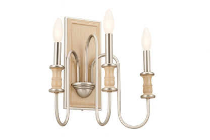 KICHLER Karthe 3-Light Beech and Brushed Nickel Hallway Wall Sconce Light